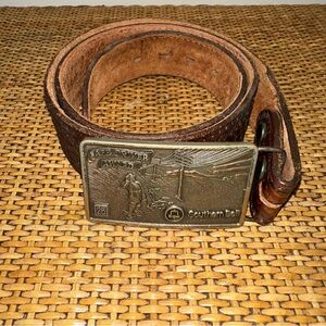 Vintage Southern Bell Belt Brass Buckle Leather Belt Telephone Power Linesman